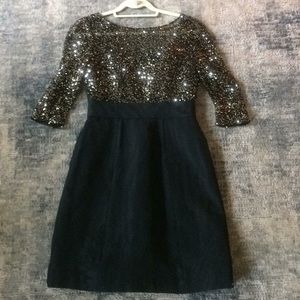 Kay Unger Black/gold Sequin Cocktail Dress Sz 2
